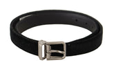 Dolce & Gabbana Black Casual Velvet Silver Metal Logo Buckle Belt -   -  Dolce & Gabbana.